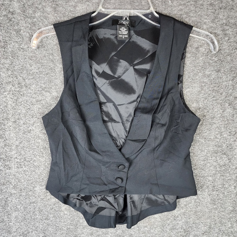 Body by Victoria Vest Womens 4 Wool Tailored Shawl Collar EUC Victoria Secret